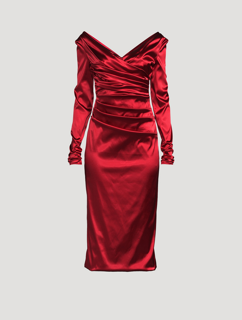 strapless open back dress Ruched Bust Satin Maxi Dress