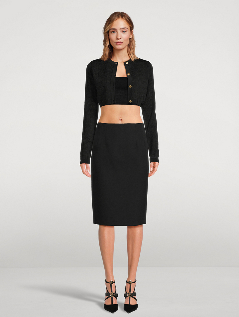 Croc Jacquard Crop Cardigan