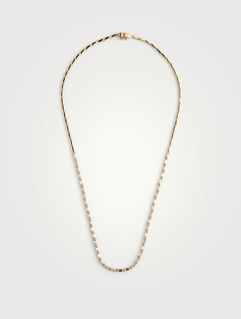 Linear 18K Rose Gold Half Diamond Tennis Necklace