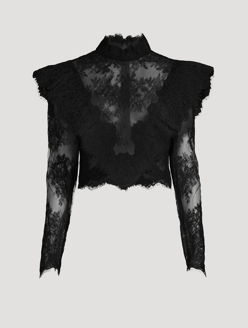 ZIMMERMANN Sensory Cropped Lace Blouse | Holt Renfrew