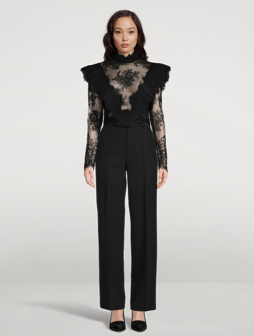 ZIMMERMANN Sensory Cropped Lace Blouse | Holt Renfrew