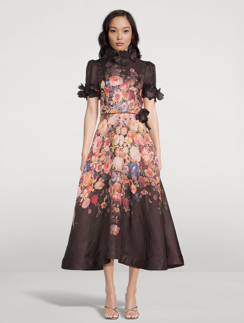 ZIMMERMANN Luminosity Liftoff Midi Dress In Floral Print