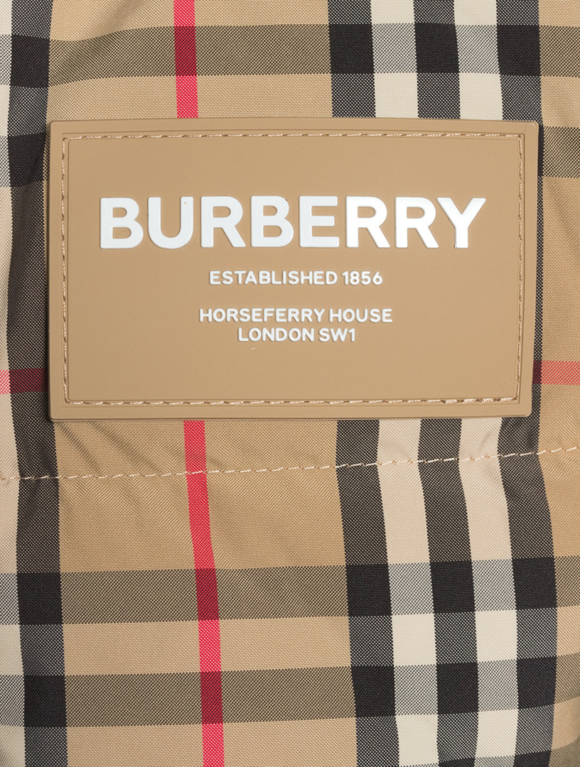 Vintage Check Nylon Hooded Puffer Coat