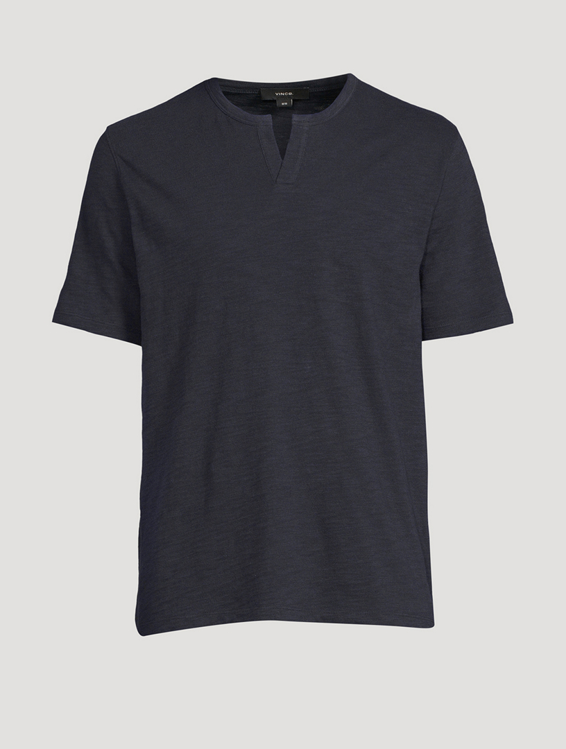 Slub Split-Neck T-Shirt