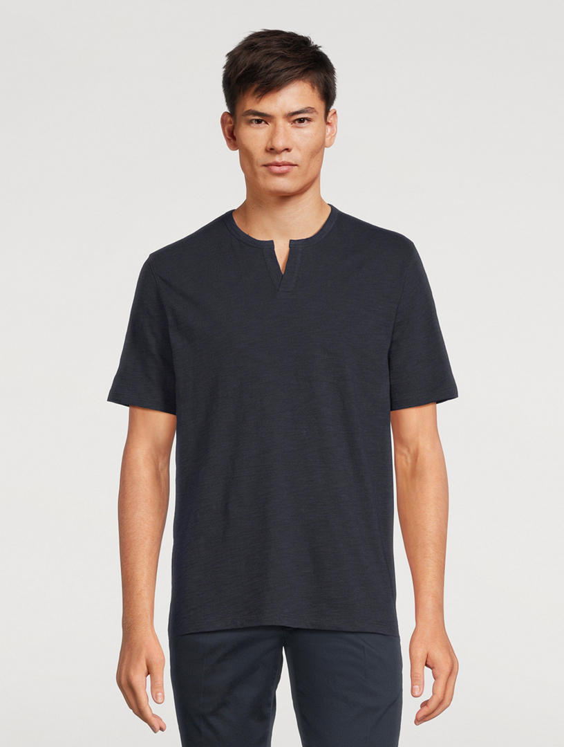 Slub Split-Neck T-Shirt