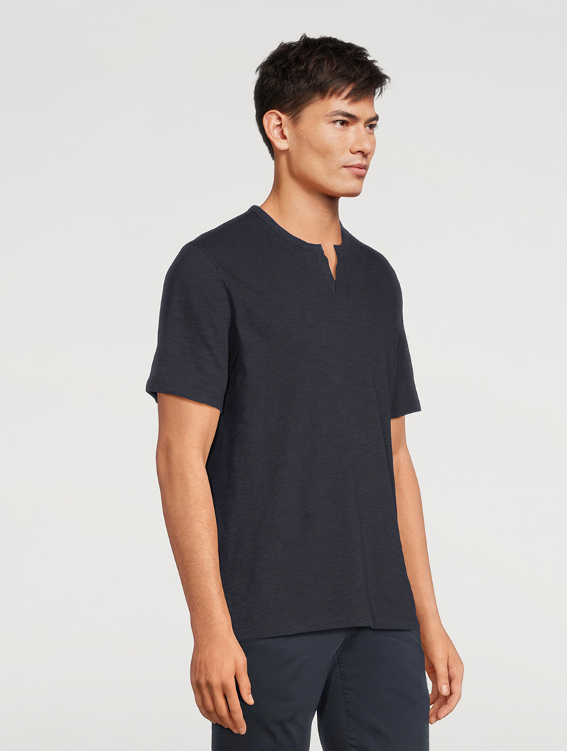 Slub Split-Neck T-Shirt