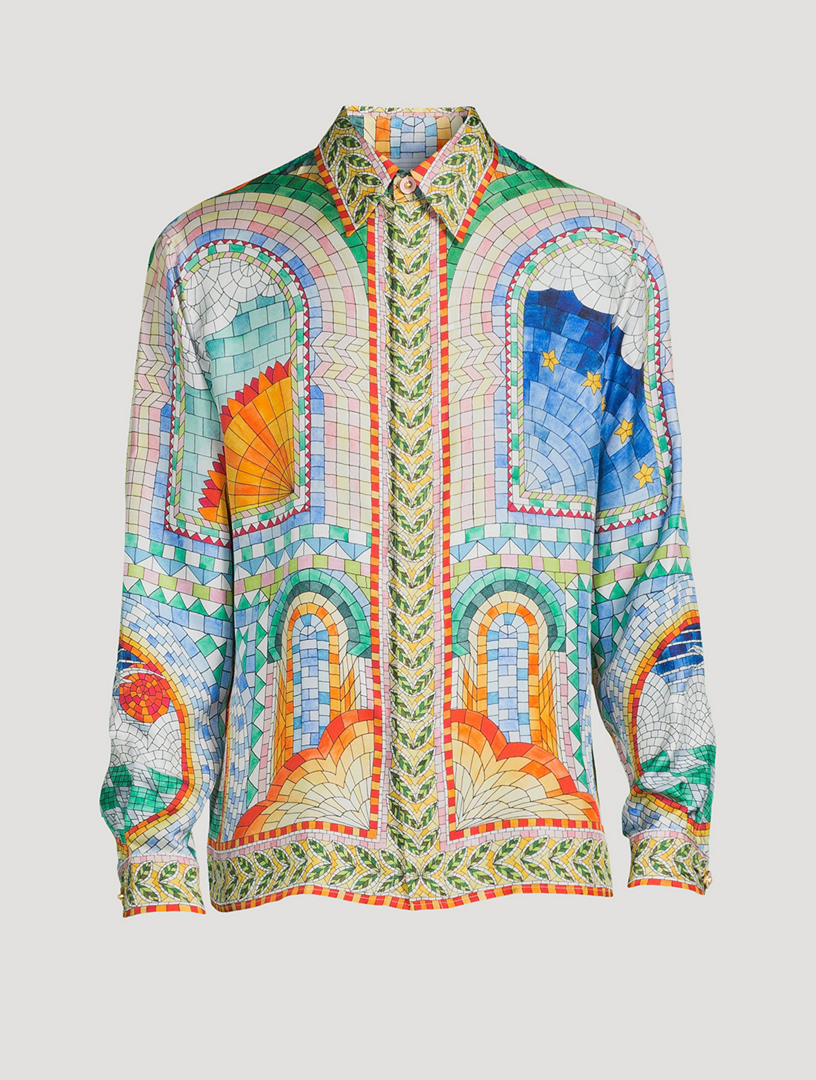 CASABLANCA Mosaic Silk Shirt | Holt Renfrew