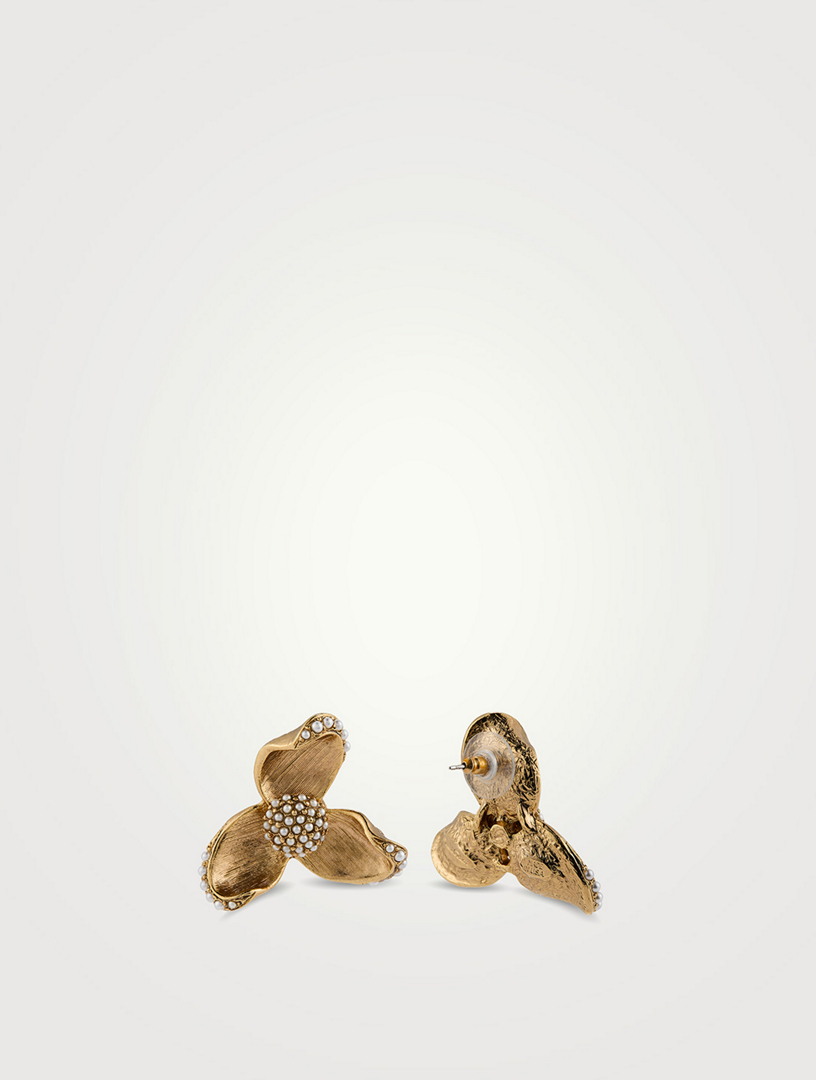 Tri Leaf Flower Earrings