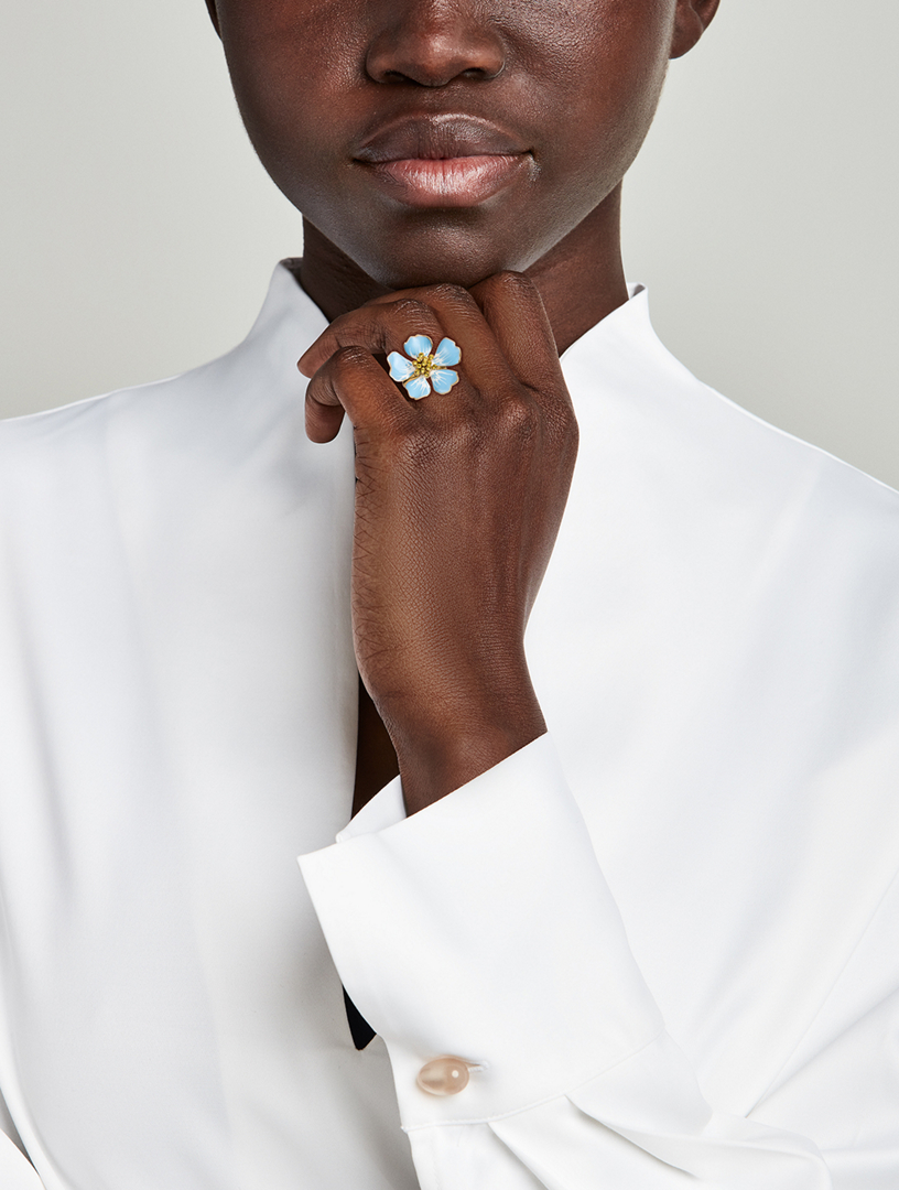 Large Painted Flower Ring
