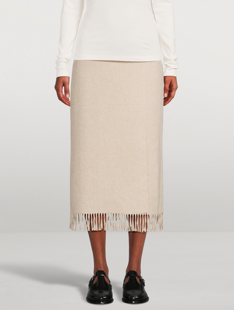 Ciarra Fringe-Trimmed Midi Skirt