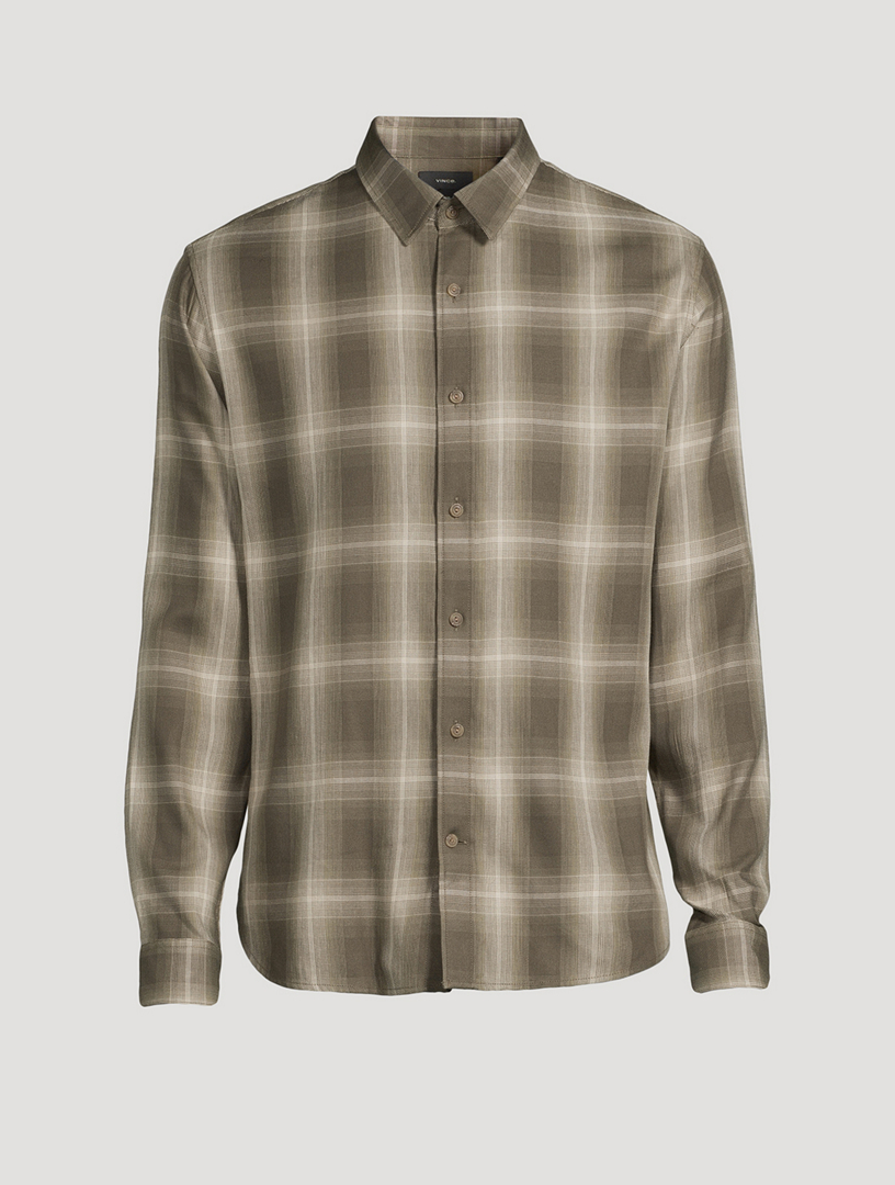 VINCE Toledo Cotton-Blend Shirt In Shadow Plaid Print | Holt Renfrew