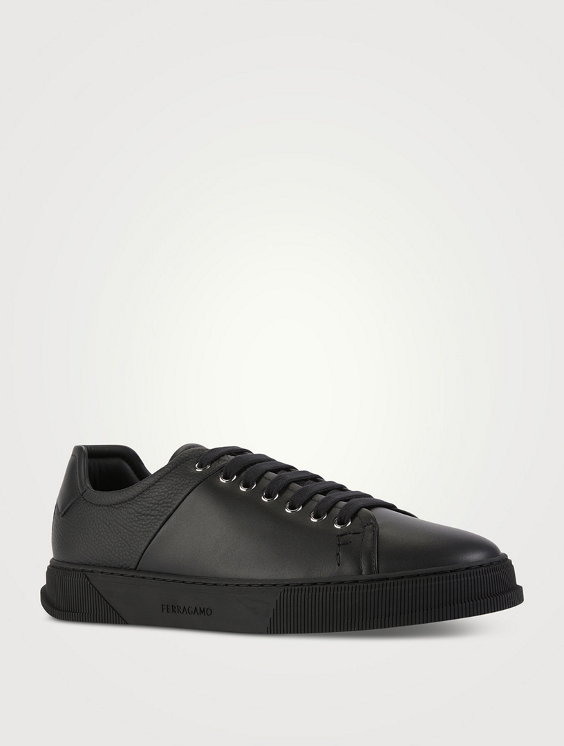 Ferragamo Men's Clayton Mixed Leather Low-Top Sneakers