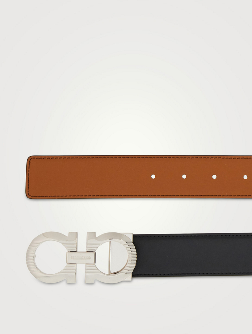 Gancini Leather Reversible Belt