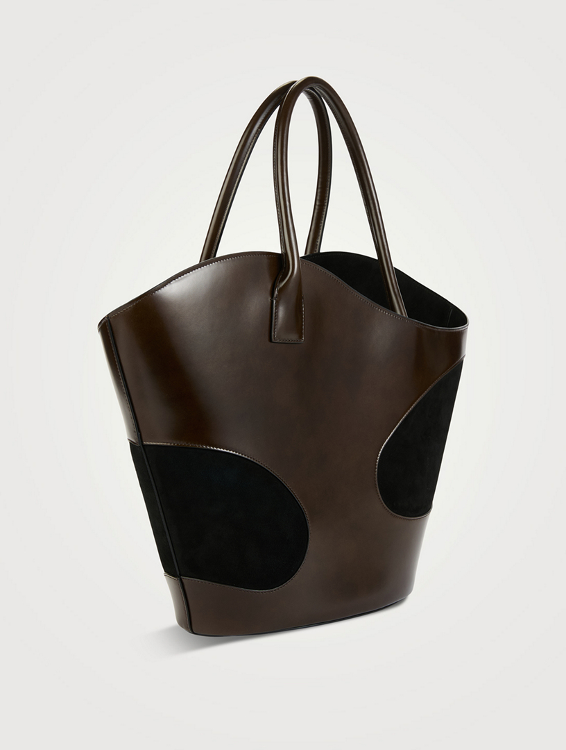 Brown leather 2024 tote handbag