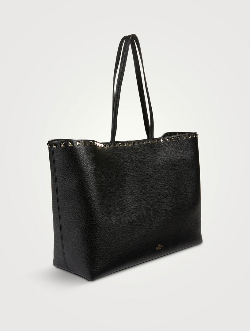 Rockstud leather online tote