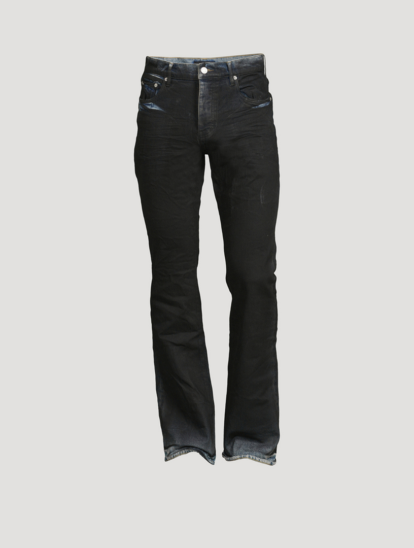 PURPLE BRAND Dirty Coated Flared Jeans