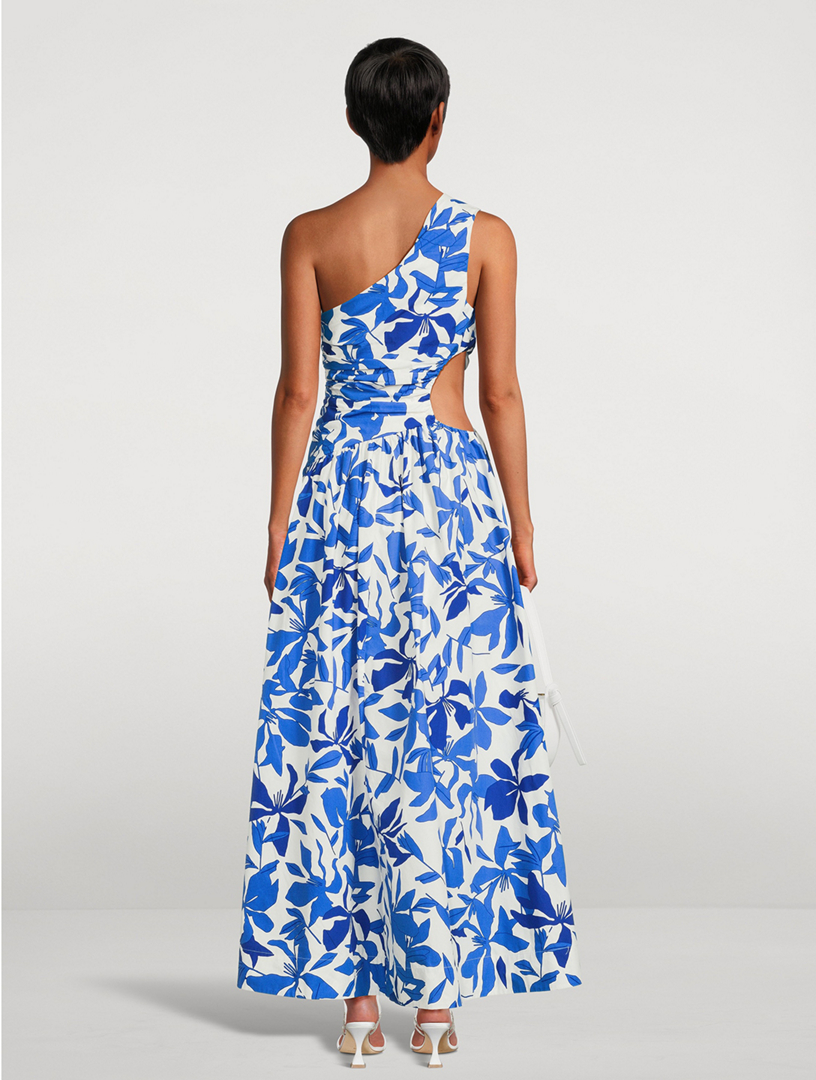 SHONA JOY Bleue Asymmetrical Cut-Out Maxi Dress