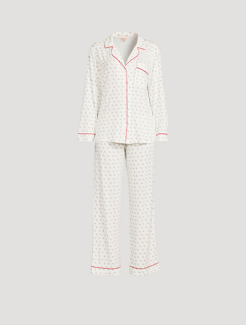 EBERJEY Gisele Long Pajama Set In Triple Hearts Print