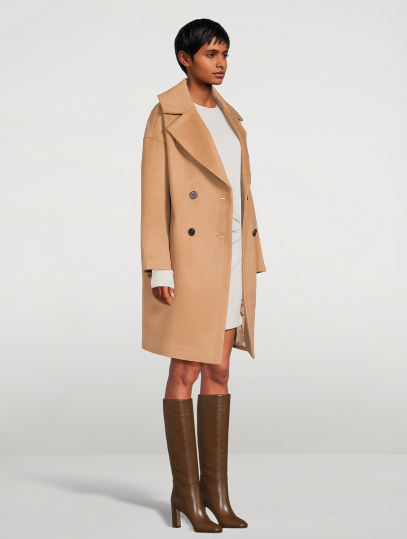 Double Breasted Cashmere Wool Coat, Camel