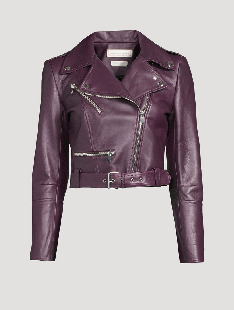 ALEXANDER MCQUEEN Cropped Leather Biker Jacket