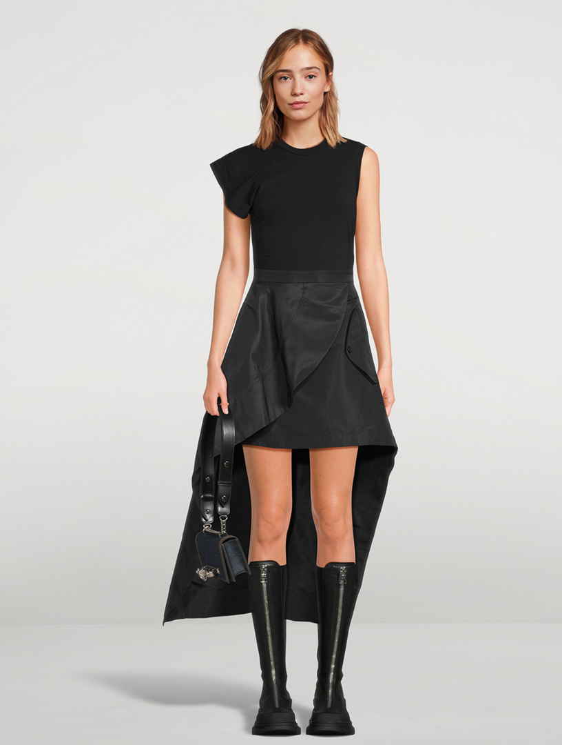 ALEXANDER MCQUEEN Asymmetric Polyfaille Midi Dress