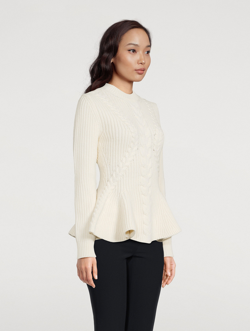 Cable-Knit Peplum Sweater