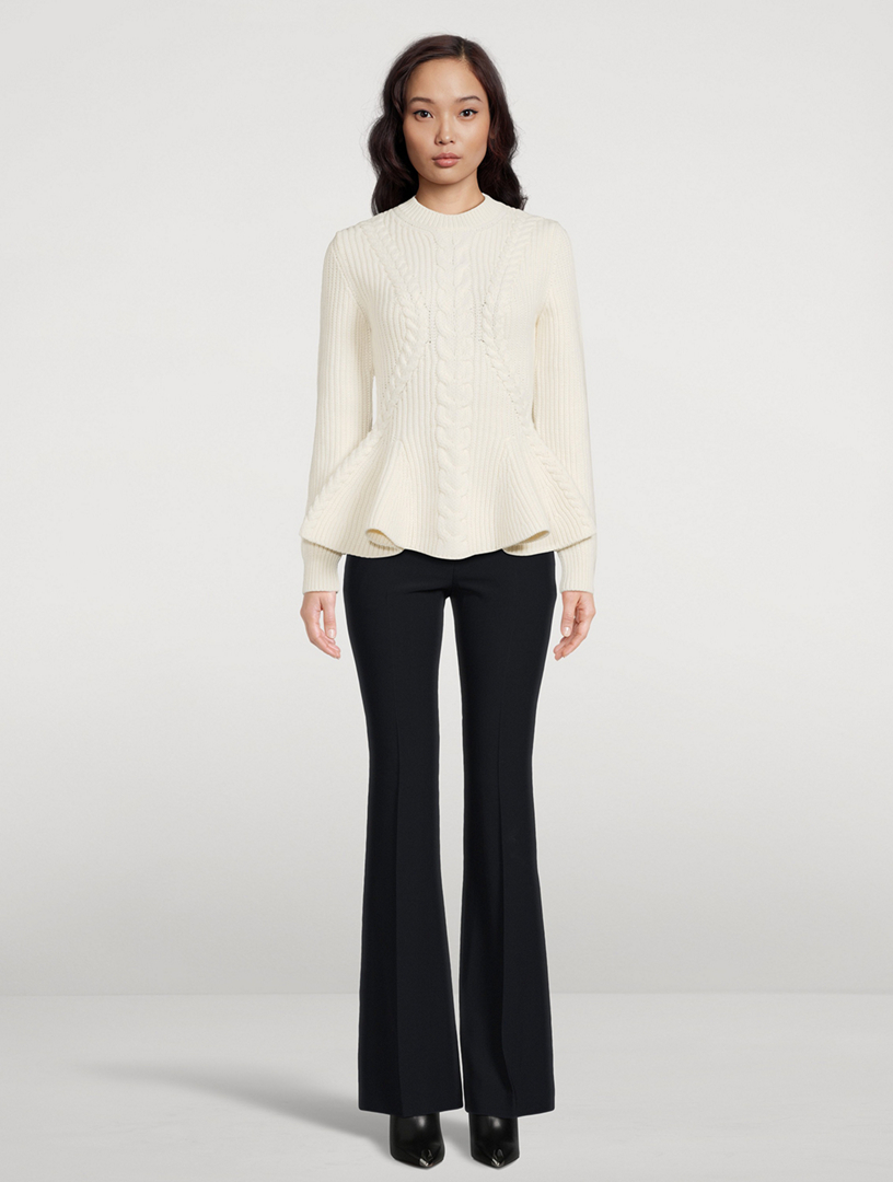 ALEXANDER MCQUEEN Cable-Knit Peplum Sweater | Holt Renfrew