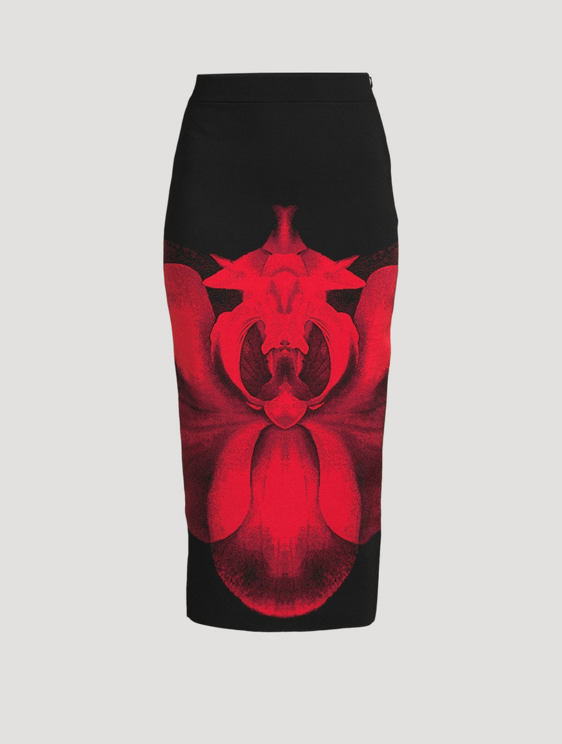 Pencil Skirt Ethereal Orchid Print