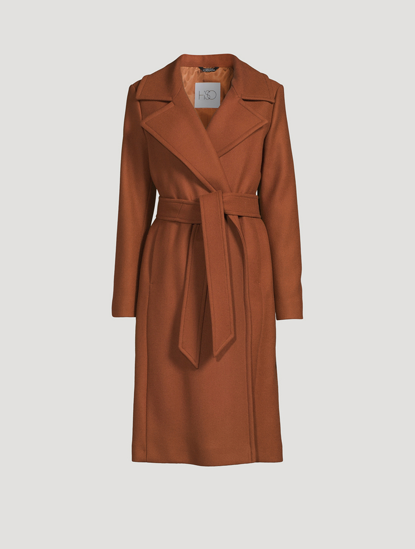 Short Check Collar Gabardine Trench Coat in Dusty caramel