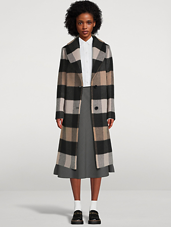 HISO Wool And Cashmere Coat In Plaid Print  Black