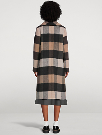 HISO Wool And Cashmere Coat In Plaid Print  Black