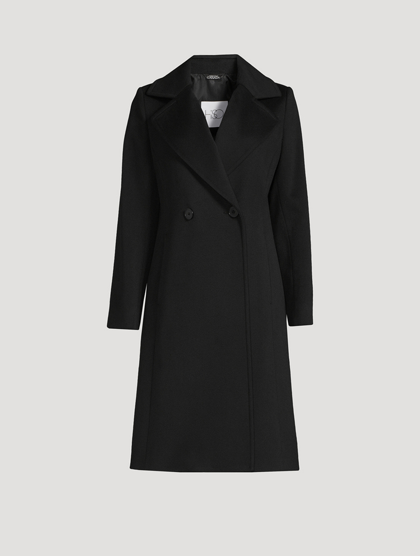 Elegant Black Long Wool Coat Women 3148