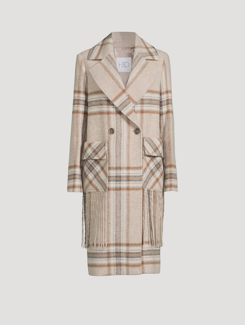 HISO Double Breasted Wool And Cashmere Coat In Plaid Print Holt