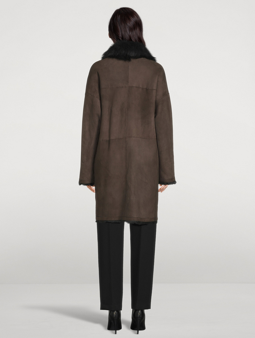August Reversible Shearling Suede Coat