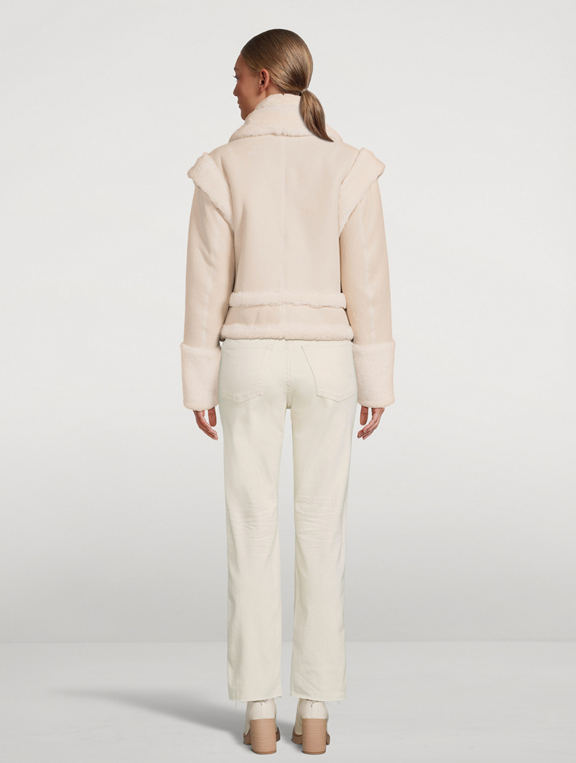 Gravity Convertible Shearling-Trimmed Leather Jacket
