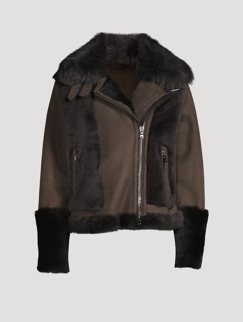 Shearling on sale moto jacket