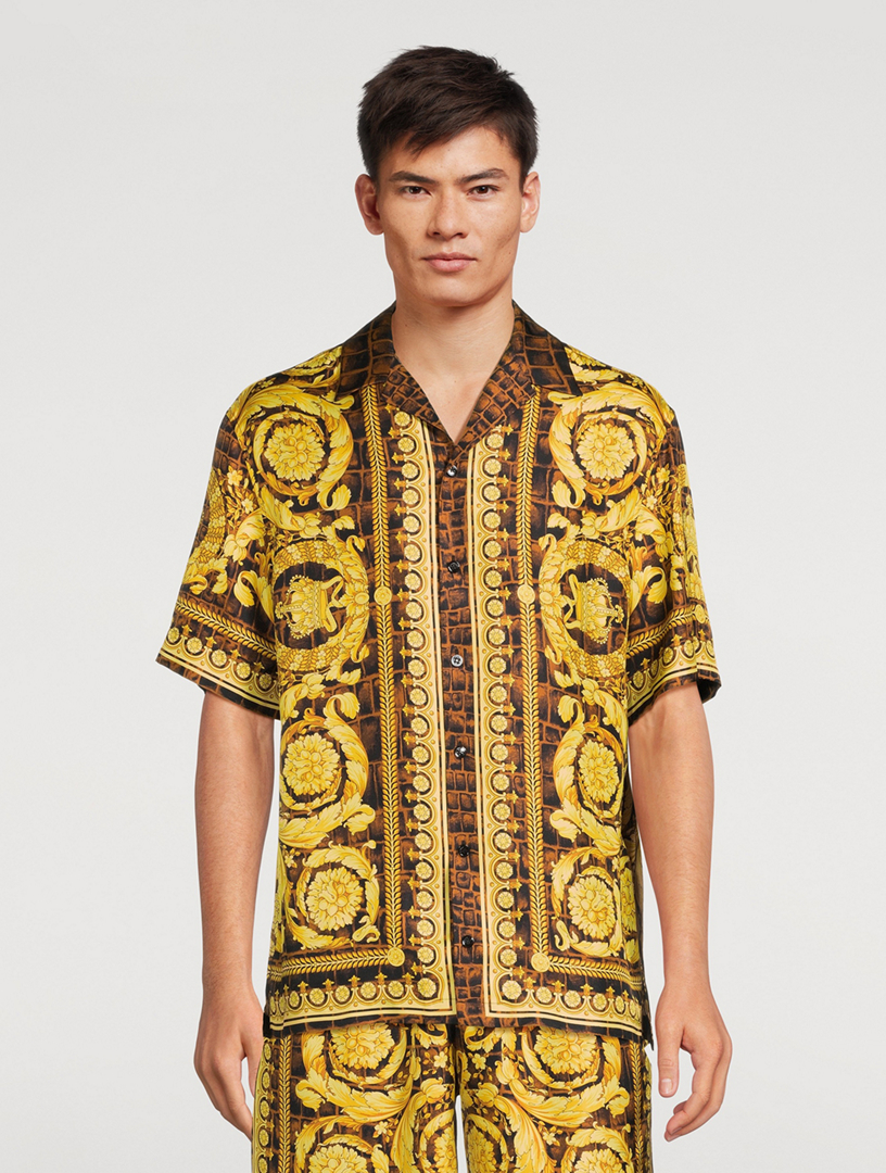 Baroccodile Silk Short-Sleeve Shirt