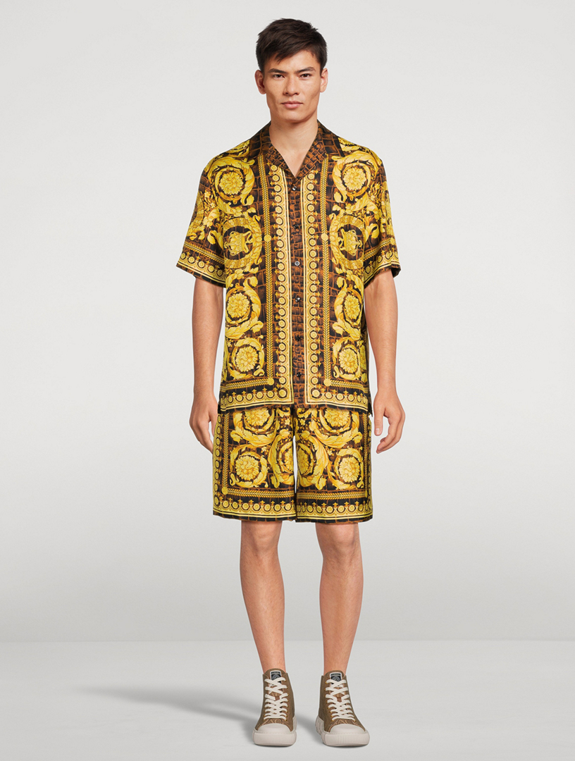 Versace silk shirt hot sale and shorts