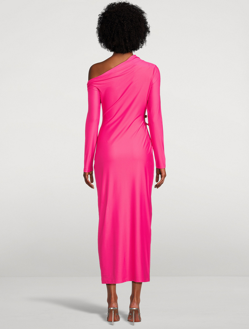 open lace back dress Pink Taffeta Belted Midi Dress  self-portrait-US