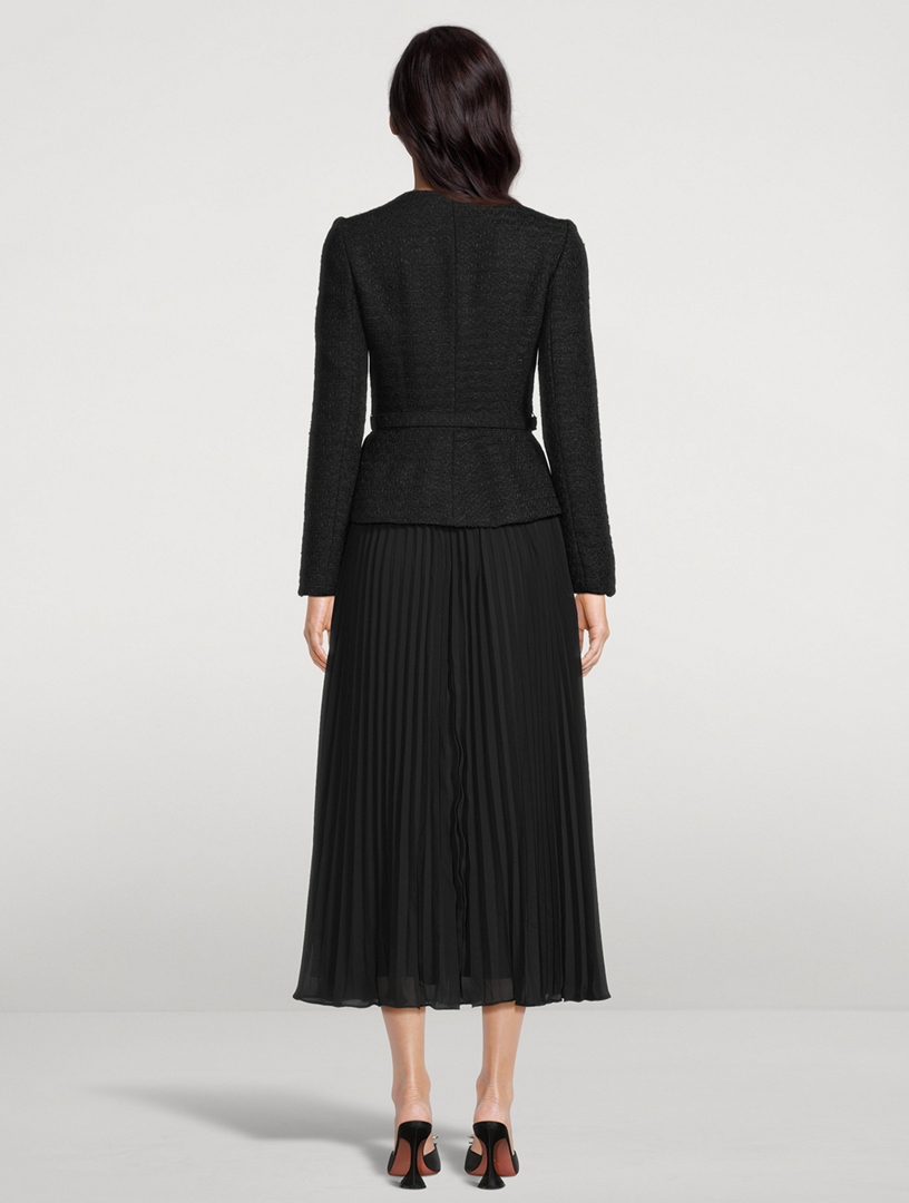 SELF-PORTRAIT Bouclé Chiffon Midi Dress | Holt Renfrew