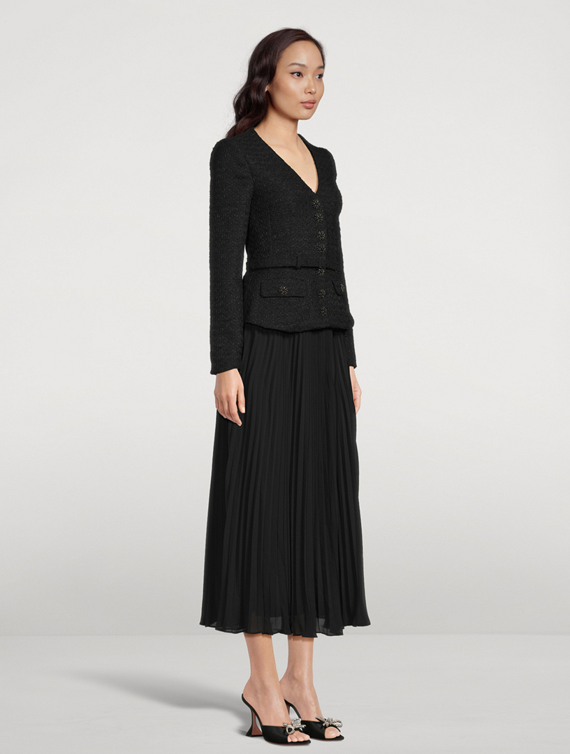 SELF-PORTRAIT Bouclé Chiffon Midi Dress | Holt Renfrew