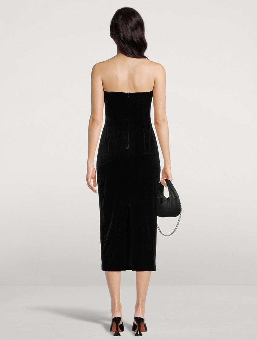 SELF-PORTRAIT Velvet Strapless Midi Dress | Holt Renfrew