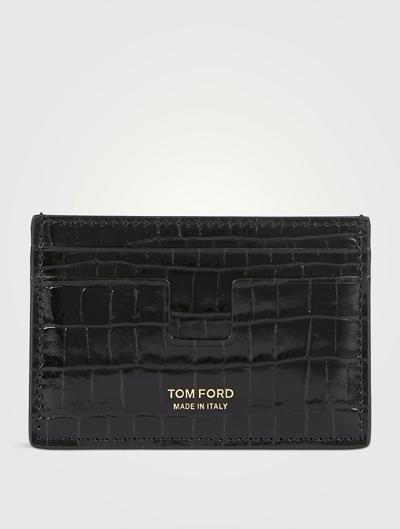 Tom Ford Men's Croc-Embossed Leather Money Clip Card Holder