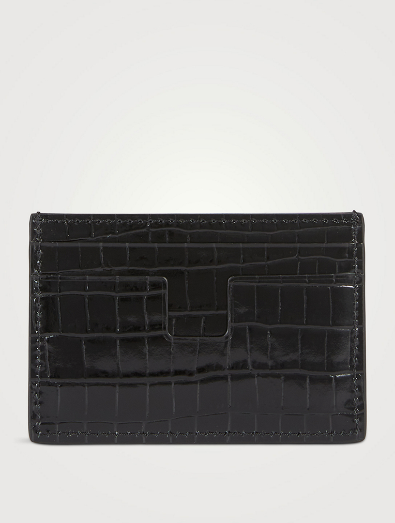 Tom Ford Men's Croc-Embossed Leather Money Clip Card Holder