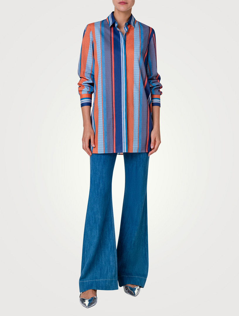 Cotton Blouse Striped Print
