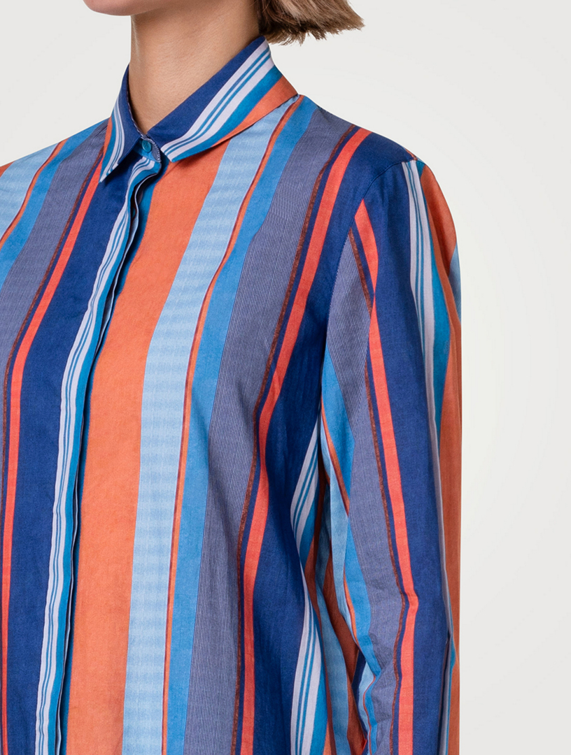 Cotton Blouse Striped Print