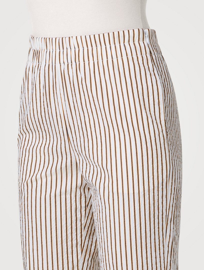 Farell Seersucker Cropped Pants Striped Print