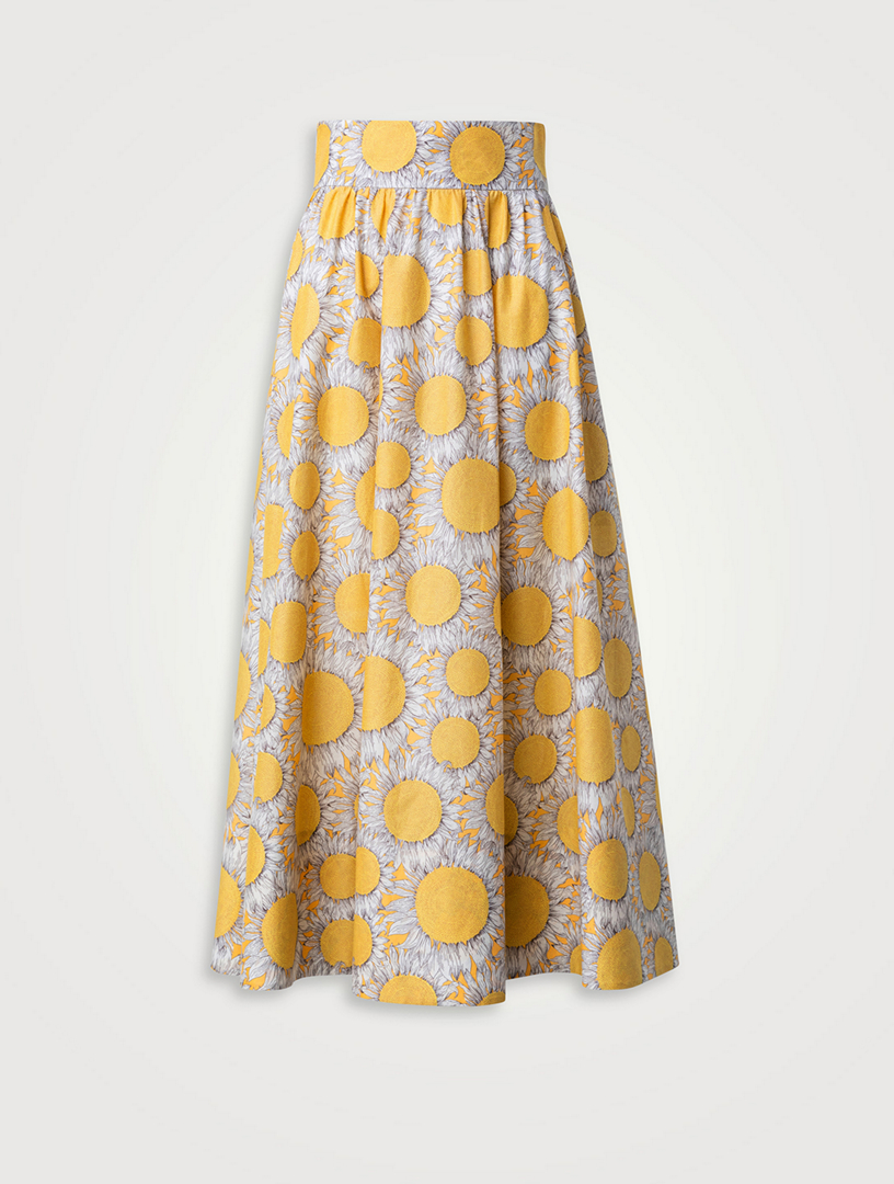 Cotton Midi Skirt Sunshine Print