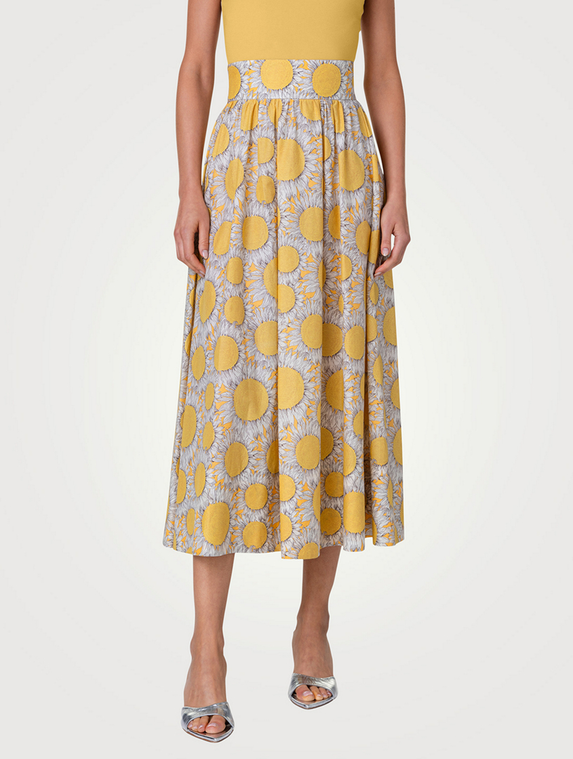 Cotton Midi Skirt Sunshine Print