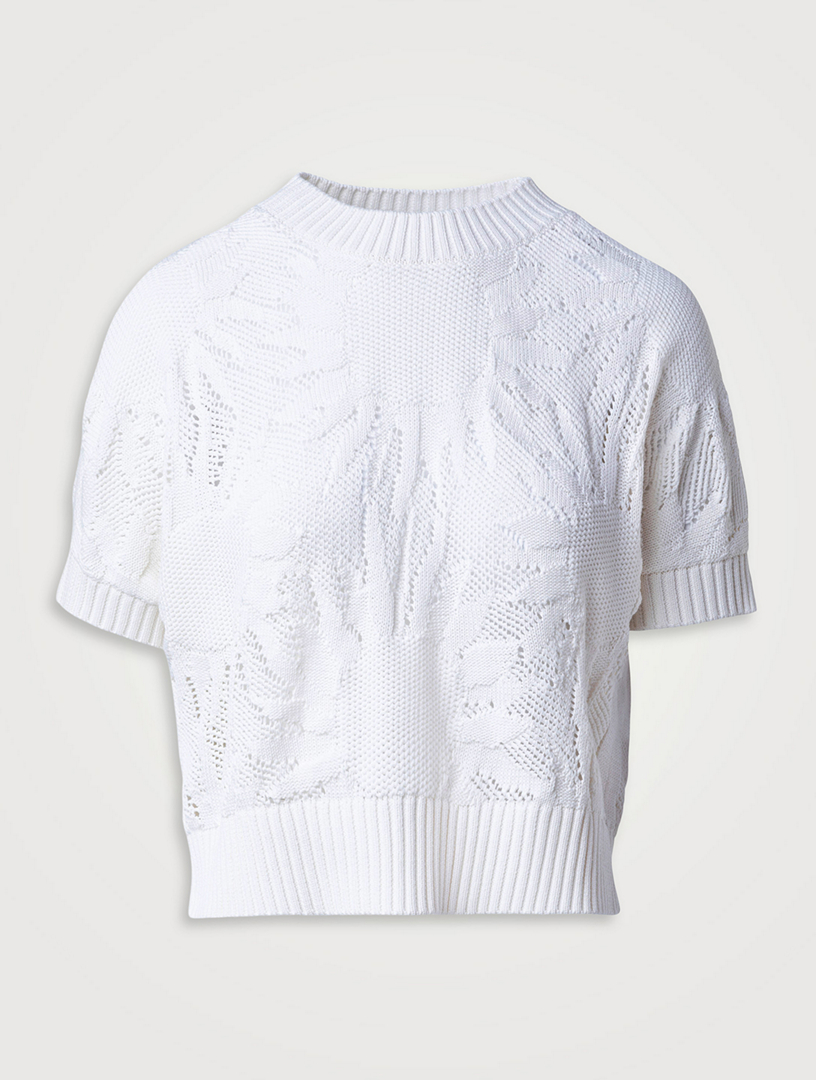 Cotton Short-Sleeve Sweater